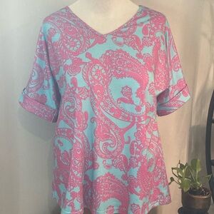 Pink and Blue Boxy Short Sleeve Tee